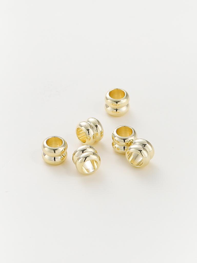 20pcs/lot 14K 18K Gold Plated Platinum Cylinder Bracelet Metal Beading Loose Spacer Beads For Decorate DIY Jewelry Findings