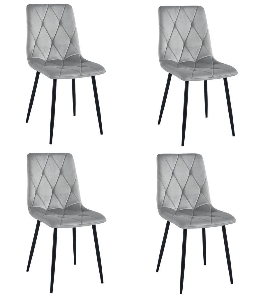 LIBRA Chair - Silver-gray Velvet / Black Legs X 4
