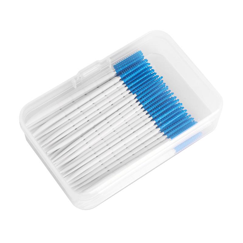 

200 Pcs/Box Silicone Interdental Brushes Super Soft Dental Cleaning Brush Dental Floss Double-headed Toothpicks Oral Care Tool синий