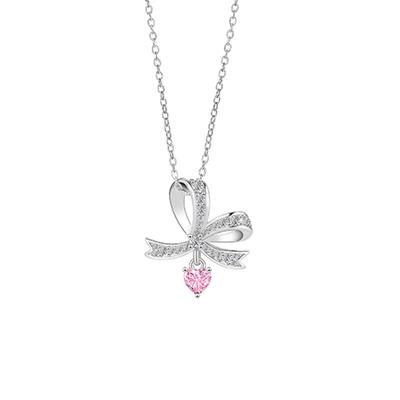 Originale Voll-Diamant Schleife Halskette Leichter Luxus Nische Designgefühl Anhänger mit Fransen Temperament Herbst und Winter Edelstahl Schlüsselbeinkette