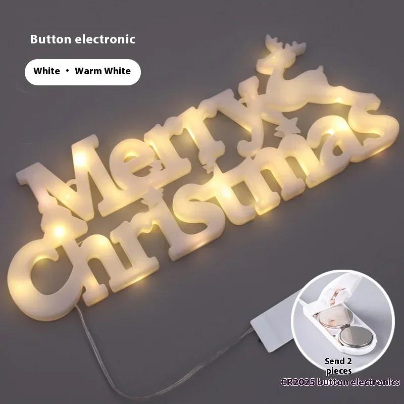 LED 3D Merry Christmas Letter Marquee Light Standing Tabletop Sign Festive Holiday Party Home Decoration Ornament Decor
