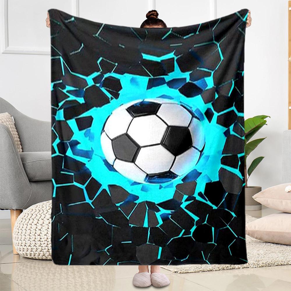 1pc Soccer Ball blanket Soft Warm Lightweight Perfect for Travel Camping Picnics Sofa Office Bed Living Room Ideal Gift for Friends and Family