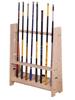 10-Tier Solid Wood Floor-Standing Fishing Rod and Pool Cue Storage Rack
