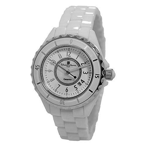 

Salvatore Marra Women s Quartz Analog Watch with Date Display, Ceramic Unidirectional Rotating Bezel, and Watch Cloth Included (WHA) [Parallel Import]