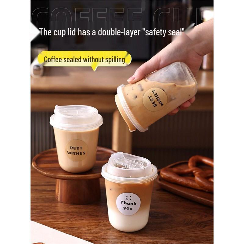 Disposable Transparent Plastic Coffee Cup with Lid for Small Beverages