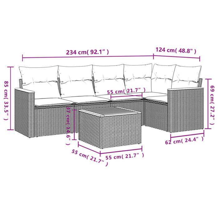 VidaXL Garden Lounge Set with Cushions 6 Pcs, Patio Sofas, Patio Furniture Set, Outdoor Furniture, Grey 3225955