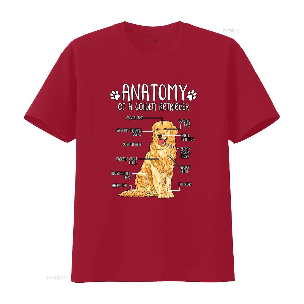 Funny Golden Retriever Anatomy Print Casual Dog Lover T Shirt vintage Washed fashion Versatile homme Soft Stretched Unisex
