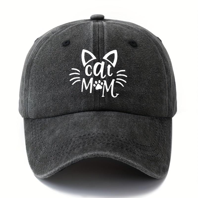 Washed Retro Baseball Cap  CAT MOM  Adjustable Unisex Peaked Cap Outdoor Sun Protection Sun Hat чёрный