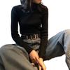 Women Sweater Turtleneck Long Sleeve Slim Fit Knitting Tops Solid Color Soft Elastic Fabric