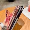 Capa Transparente com Suporte de Borboleta Bling de Luxo Para iPhone 16 Plus 15 14 13 12 Pro Max 11 Capa Diamantada Gradiente Brilhante com Galvanoplastia