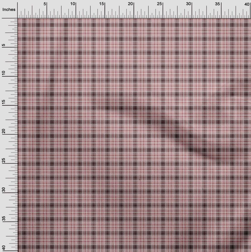 oneOone Cotton Cambric Dark Rose Brown Fabric Check Dress Material Fabric Print Fabric By The Yard 42 Inch