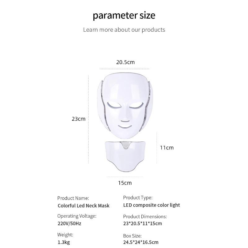 7 Colors LED Firming & Whitening Mask Facial Device - Facial & Neck Anti-Acne Professional Skin Therapy