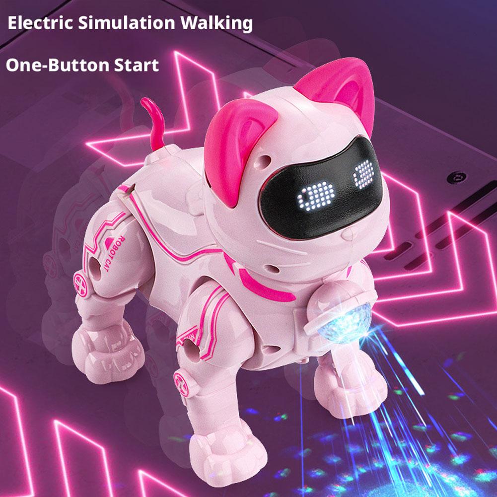 Programmable Remote Control Robot Cat for Kids Interactive Robotic Cat, RC Robot with Touch Sensing, LED Eyes, Dance