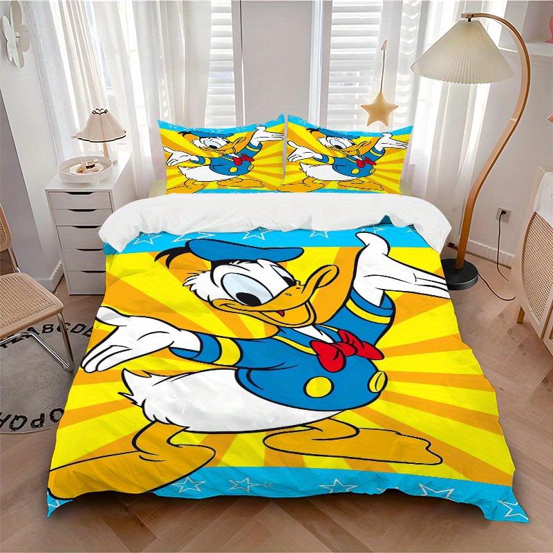 3pcs Disney's Happy Donald Duck Printed Quilt Set Soft and Comfortable Quilt Cover for Bedroom, Guest Room W036