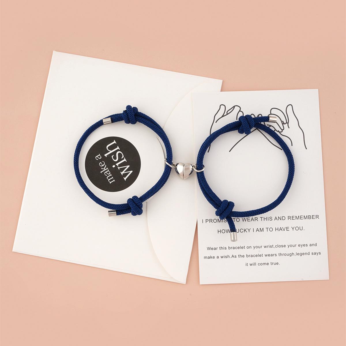 European-American Alloy Love Magnet Couple Bracelets – Men s & Women s Hand Rope Jewelry