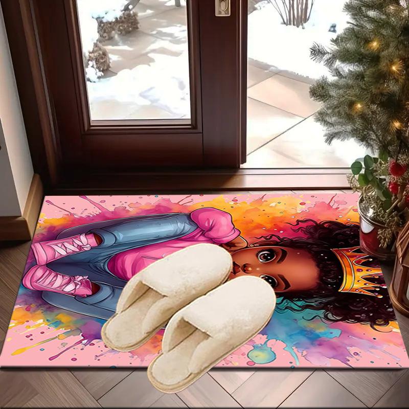 Black Princess Magic Celebration Carpet, Chair Rug,Rug for Office Bedroom living rooms, Doormat decor Fan Gift Christmas Gift
