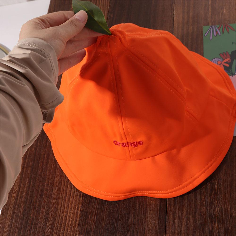 Quick-dry Orange Fisherman Hat Cool UV Protection Creative Orange Bucket Cap Sunshade Cotton Embroidered Letter Sun Hat Travel