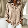 Dameslosvallend Stippen Lange Mouwen Blouse met Kraag voor de Herfst - Veelzijdige Casual Top