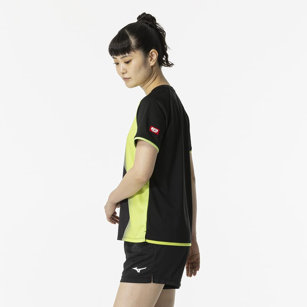 Mizuno Table Tennis Game Short JTTA Size L Shirt, Sleeve, Certified, Moisture-Wicking, Quick-Drying, Unisex, Black, (82JAB214)
