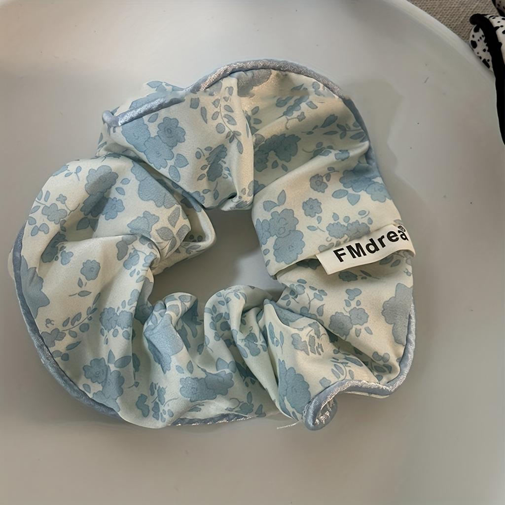 1pc Elegant Floral Cloud Print Fabric Hair Scrunchie for Women, Single Piece, Scrunchies for Hair