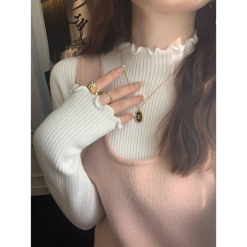 

Single-Layer Fleece-Lined Wooden Ear Half High Collar Autumn and Winter Undershirt White Fleece-lined 2XL Suggested 65.00 kg-75.00 kg