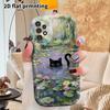 Phone Case: 2D Flat Samsung Galaxy A34 A35 M05 M06 S20 S22 S21 FE Plus 5G Protective Case, Couple Style, Water Lily Black Cat, Christmas and Halloween