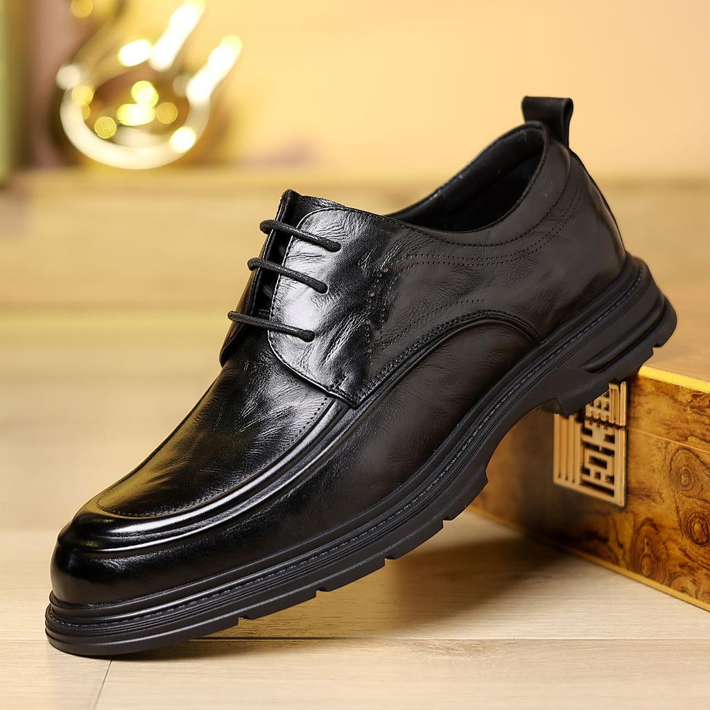 Herbst Erste Schicht Rindsleder Business Lederschuhe Herrenmode und Komfort Große Spitze Derby Schuhe Leder High-End Hochzeits Bräutigam Schuhe