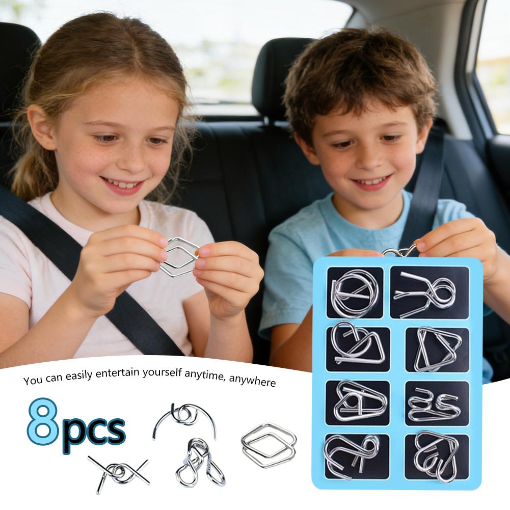 Metal Puzzle Ring Set Metal Puzzle Ring Brain Teaser 3d Wire Game for Kids Adults Mind Logic Iq Test Educational Toy for Boys