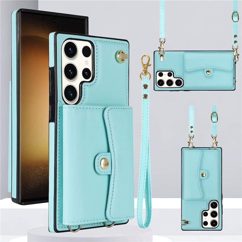 Lanyard Leder Geldbörse Handyhülle für Samsung Galaxy A16 A55 A35 A15 A14 A54 A73 A53 A13 A52S A12 A51 A71 Klapptasche Halter Abdeckung