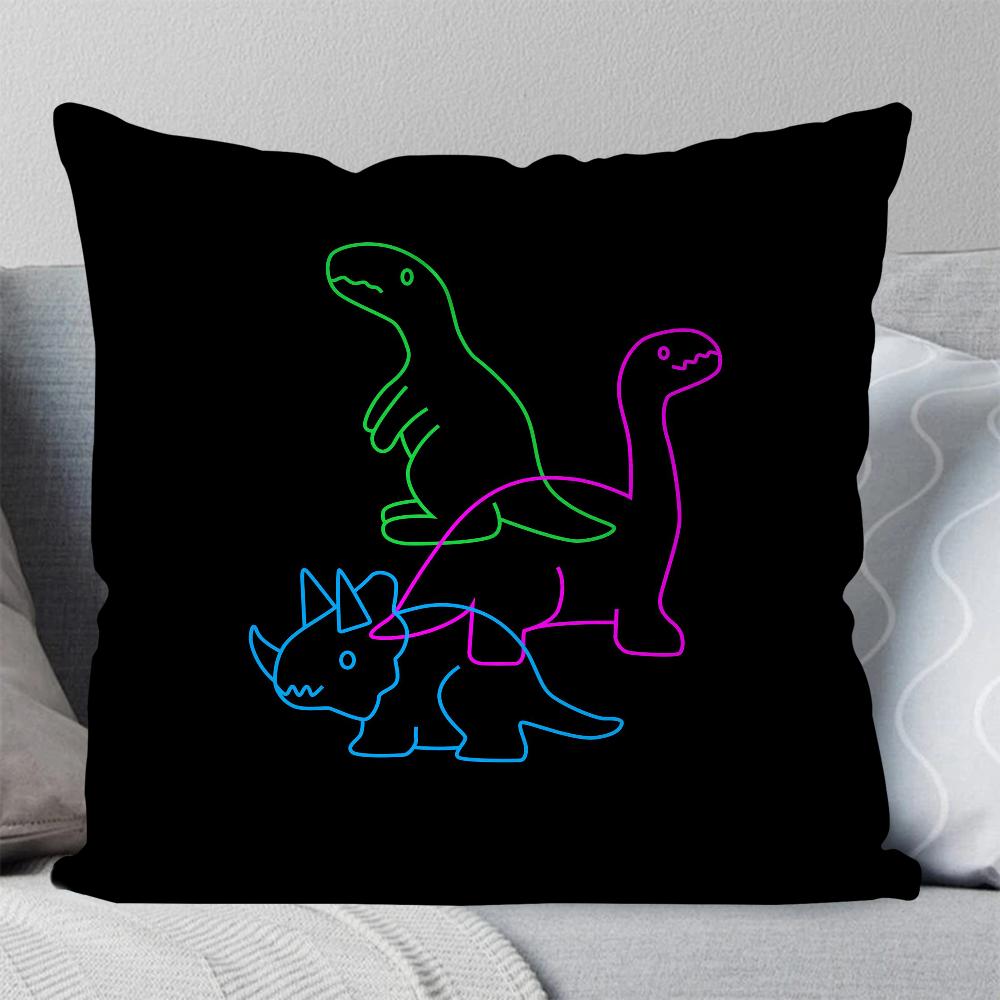 Niedlich Und Minimalistisch Dinosaurier Kissenbezug Quadratisches Kissen Schlafzimmer Sofa Freizeit Komfort Kissen Auto Wohnzimmer Heimdekoration 40X40
