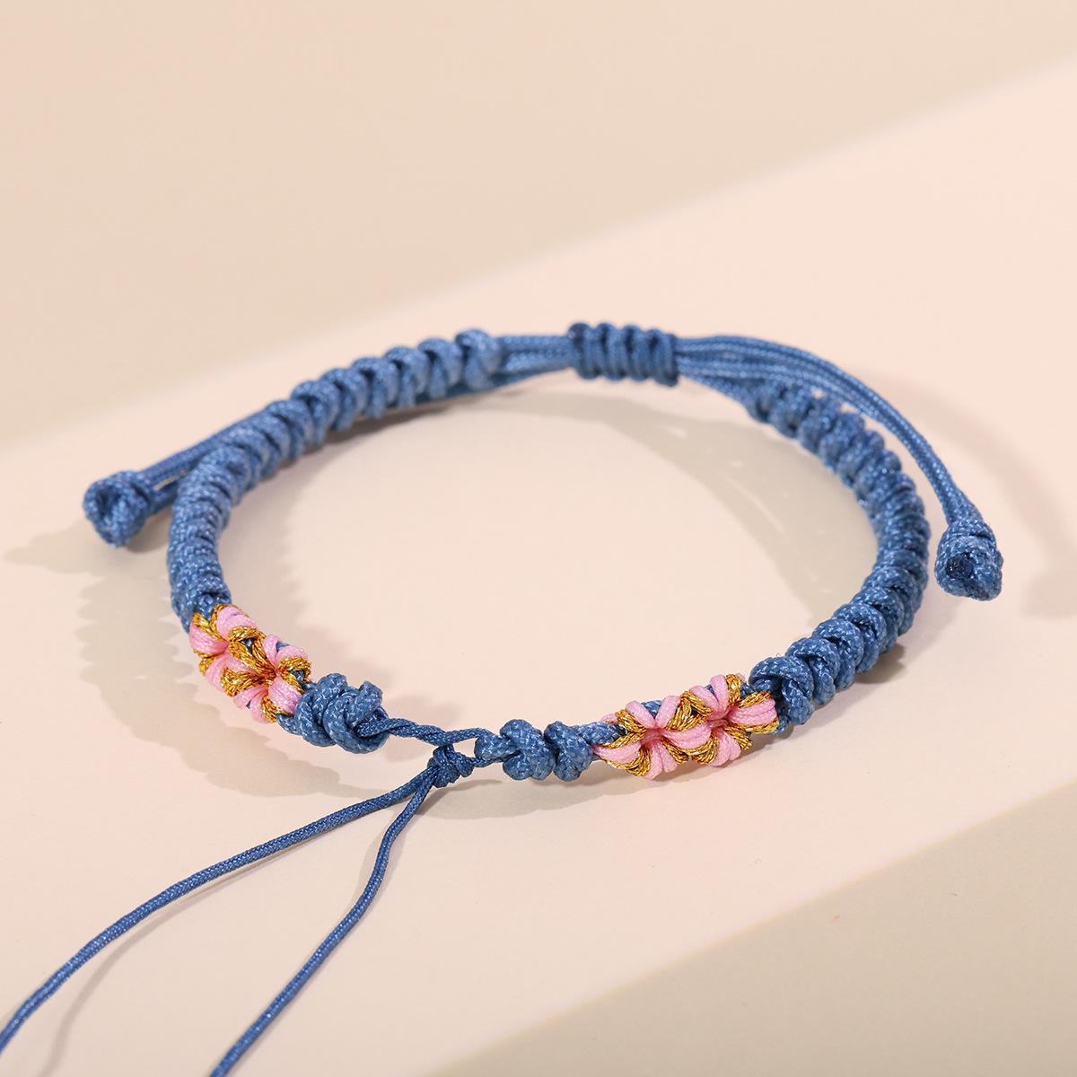 Браслет Красная Нить Цветок Персика DIY Набор с Узлами и Золотыми Бусинами