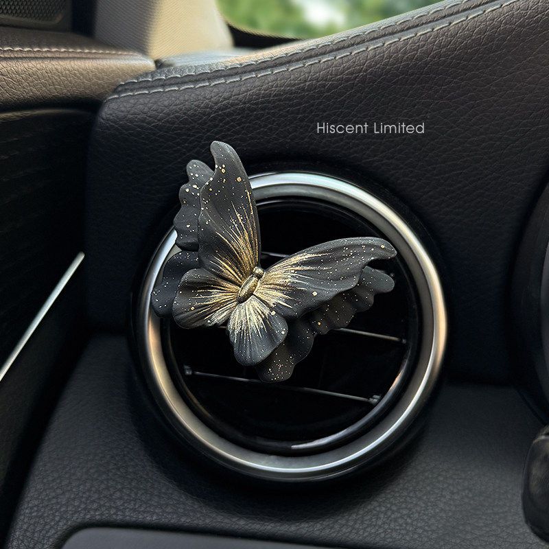 

High-End Black Gold Butterfly Flower Car Fragrance Diffuser Car Air Conditioning Vent Decoration Aroma Stone Car Interior Decoration Ornament Premium Black-Gold Dot Butterfly