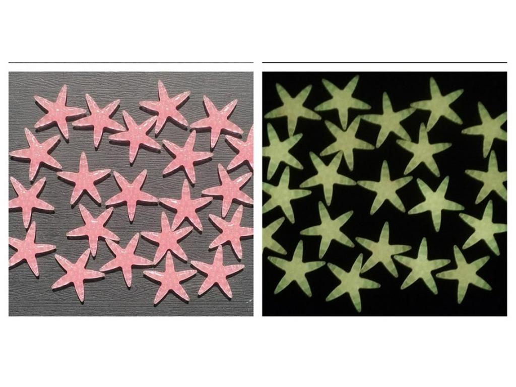 4cm Colorful Luminous Plastic Starfish for Aquarium Landscaping, 2.7g Fluorescent Marine Decor Stone