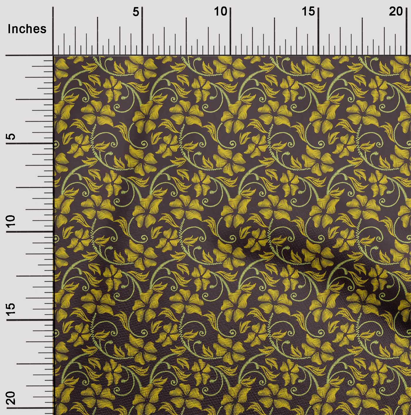 

oneOone Cotton Flex Fabric Leaves & Floral Artistic Fabric Prints by Yard 40 Inch 42 Inch Wide - Viscose Chiffon жовтий