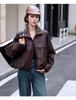 2024 Korean Style Casual Plush Lapel Leather Jacket - Fleece-Lined and Versatile