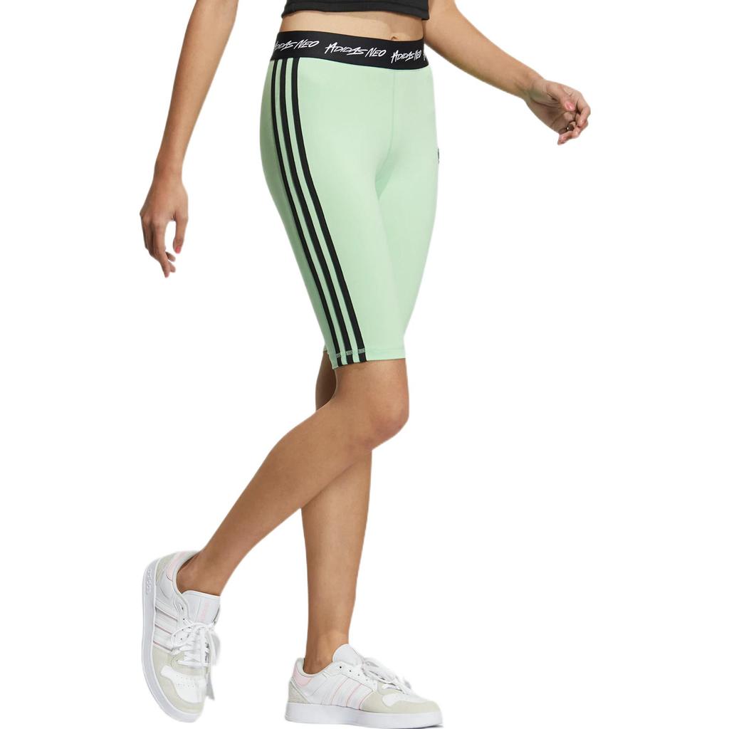 Adidas Basketball Series Three Stripes Logo Print Elastic Waist Shorts Women Shorts Green HN0034