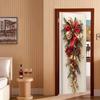1 buc. Decorațiune de perete de Crăciun - Decorațiune suspendată cu clopoței roșii și frunze verzi - Decorațiune pentru cameră de sărbătoare, Design de sărbătoare