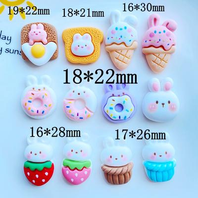 10 Stück Neue Süße Mini-Cartoon-Tiere / Blumen Flache Rückseite Harz-Cabochons Haarnadel DIY Schmuck Handwerk Dekoration Zubehör