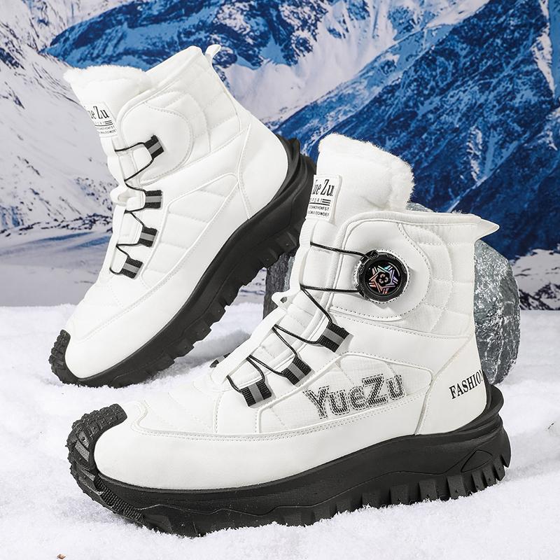 Warm Fur Men's Snow Boots Autumn and Winter Thickened Fashion Casual Bakers Shoes Fur-Lined Thickened Mid-Calf Cotton Shoes