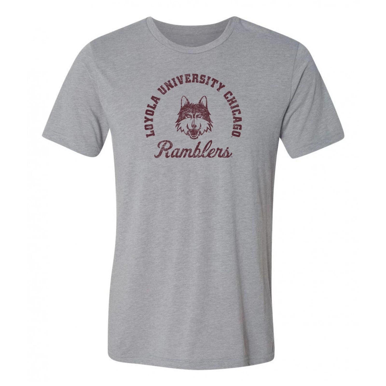Loyola Chicago University Ramblers Retro Script Triblend Shirt - Premium Heather L