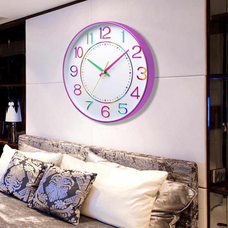 12 İnç 30CM Sessiz Duvar Saati, Yaratıcı ve Şık, Çocuk Odası Ev Oturma Odası Üç Boyutlu Dijital Minimalist Saat