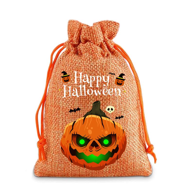 Halloween Kinder Zuckertüte Kürbis Geist Leinen Bündel Mundbeutel Geschenktüte Kordelzug Süßigkeitentasche Lager