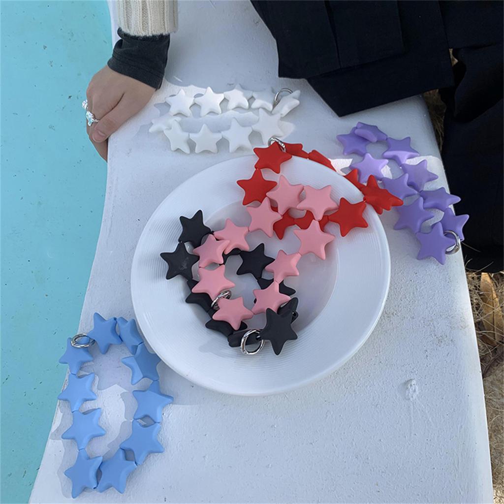 Coloful Silicone Star Rope Phone Chain Lanyard Charm Strap Wrist Beaded Hanging Cord Bracelet Keychain for CCD Camera Sweet Girl