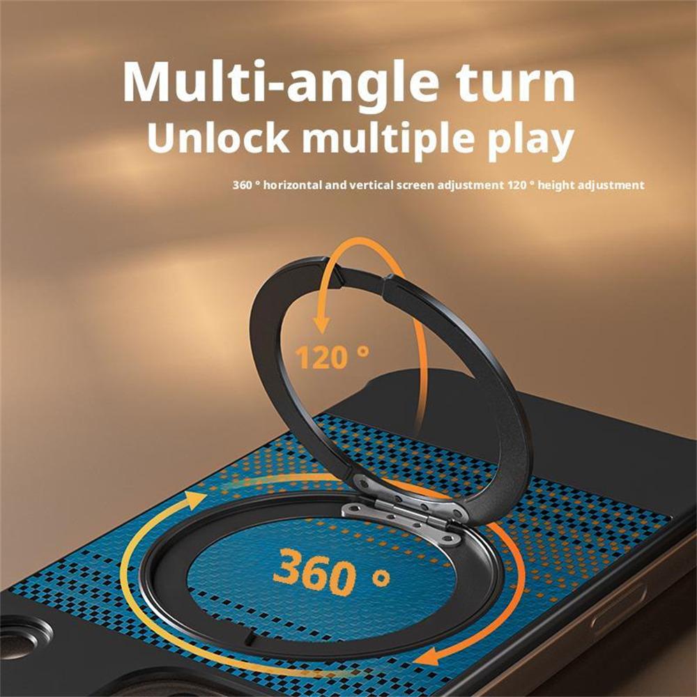 Magnetyczne etui na iPhone 14 Pro Max Bezramkowe Tekstura włókna węglowego PU Metalowe etui na telefon ze stojakiem