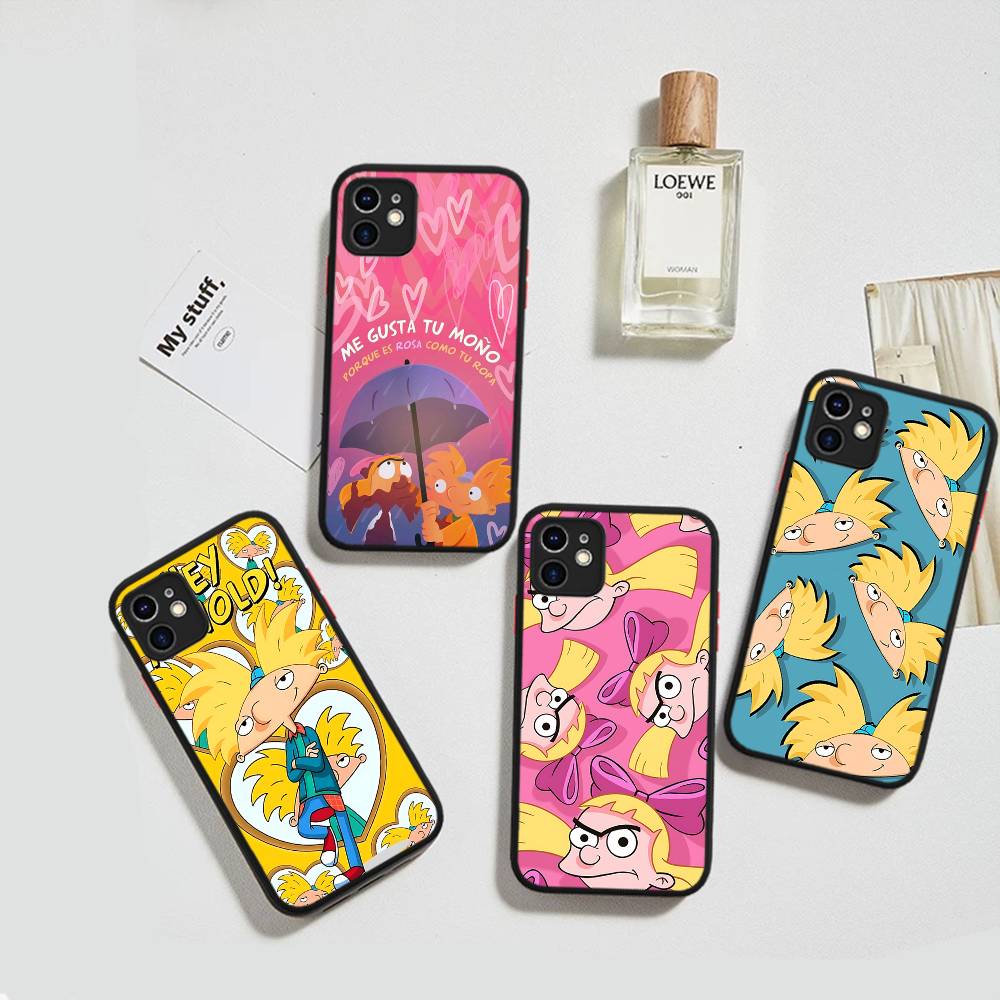 H-Hey A-Arnold Helga Bonito Matte Protective Case For IPhone 16 15 14 13 12 11 Pro Max X XS MAX Protection Case