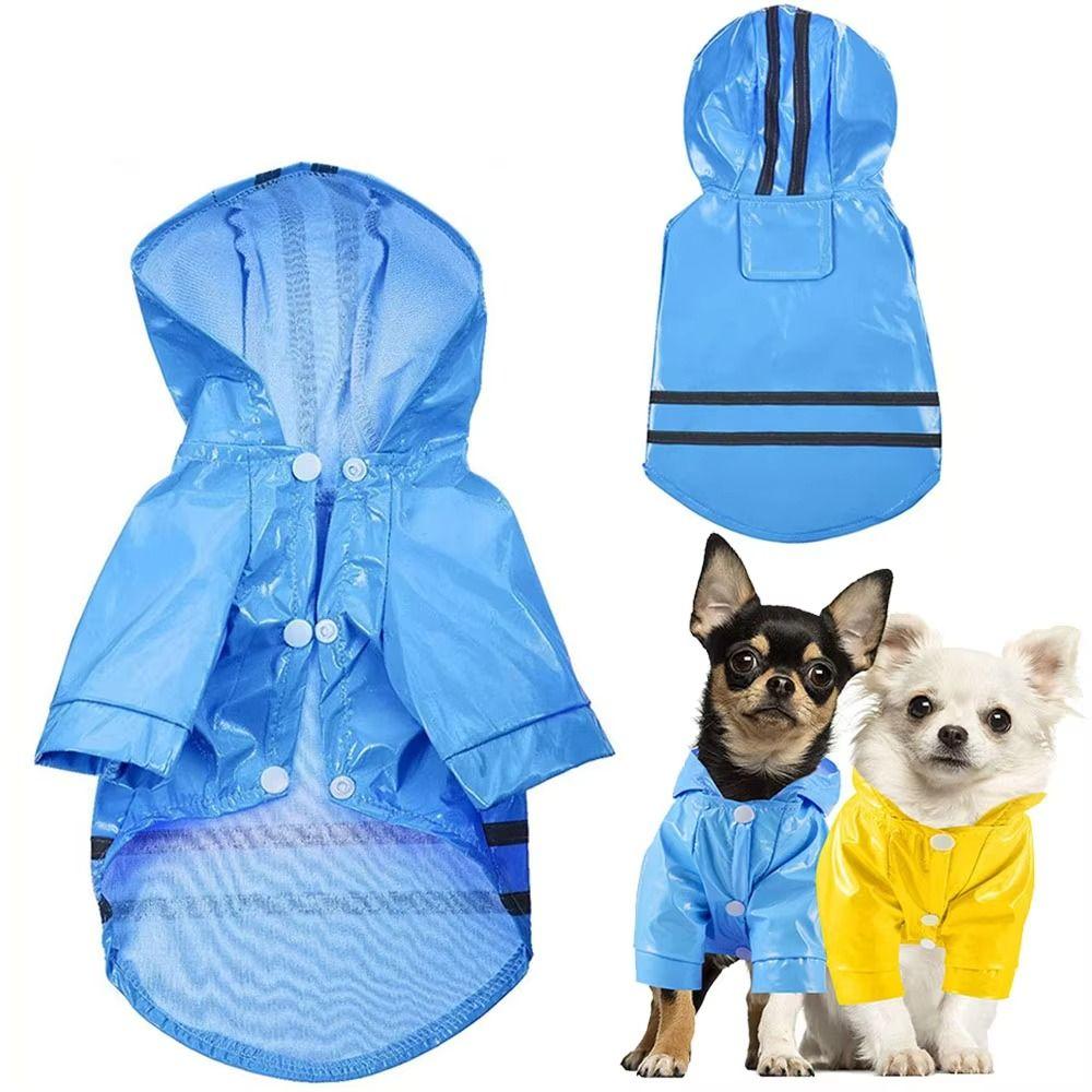 PU Dog Hooded Raincoat Towable Small Dog Clothes Stylish Dog Rain Cloak  Puppy