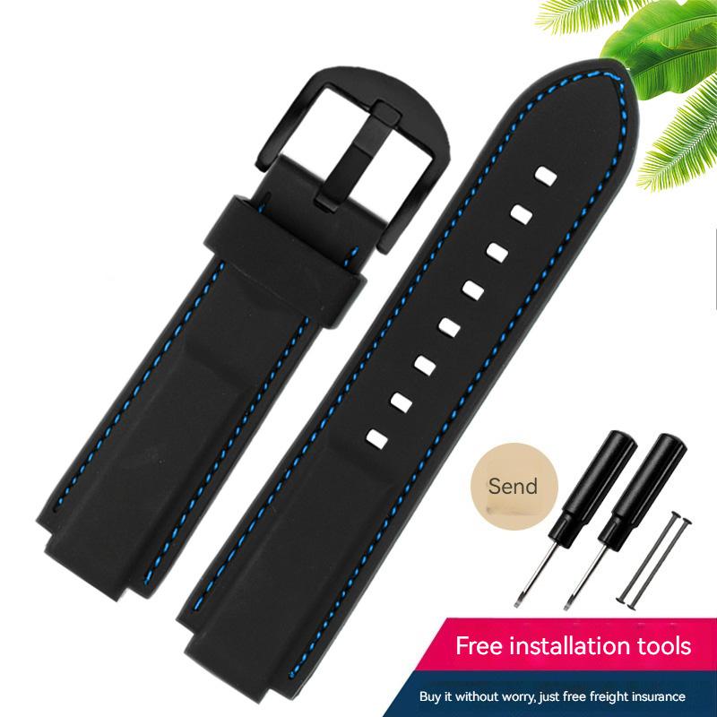 Classic Rubber Watchband for Timex WATCH T2N720 T2N721 TW2T76300 Series Black Waterproof Silicone Sports Strap 24*16mm Men