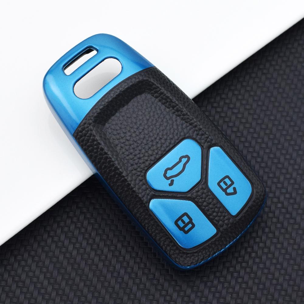 

Кожаный чехол для дистанционного ключа из ТПУ для A4 A4L A5 Q5 Q7 TT TTS 8S B9 2016 2017 2018, защитный чехол для автомобильных ключей, аксессуары синий
