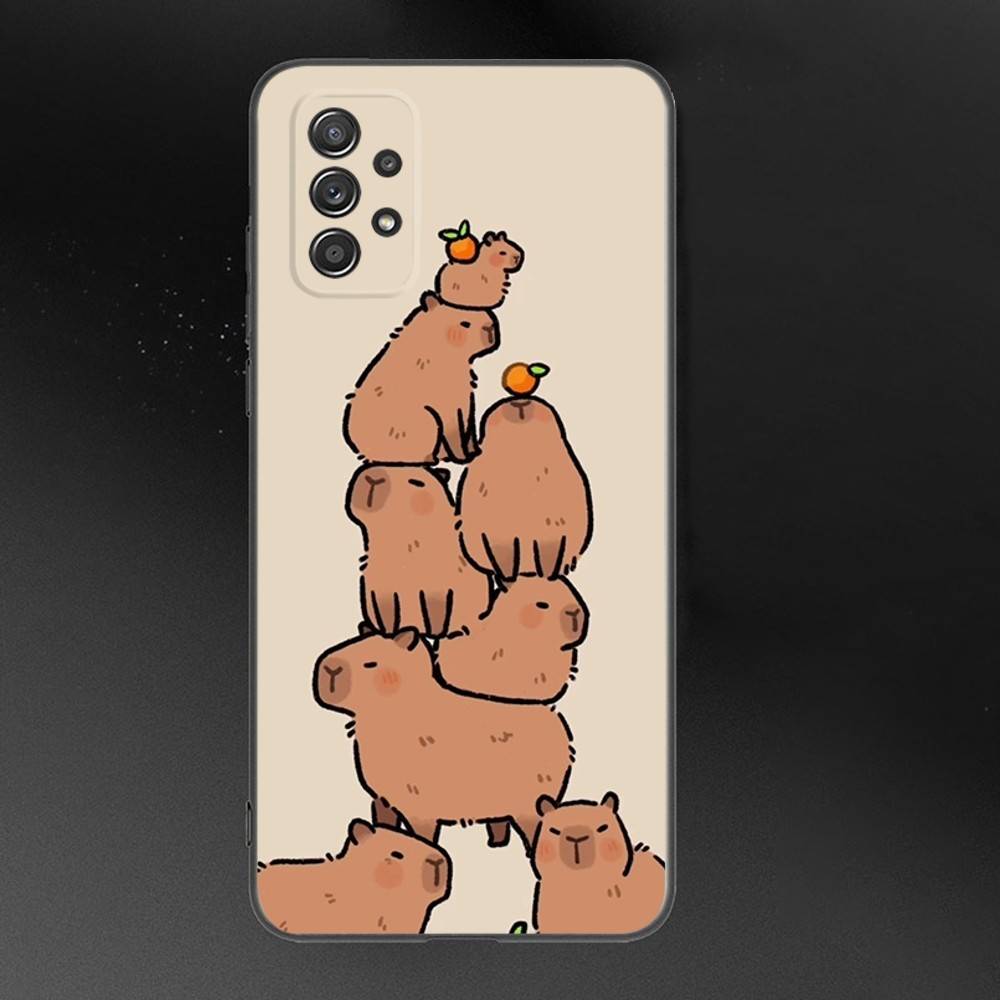 

Cute Capybara Phone Case For Samsung Galaxy A 91,80,73,72,71,53,52,51,22,5G Shockproof Soft Black Cover Samsung a91