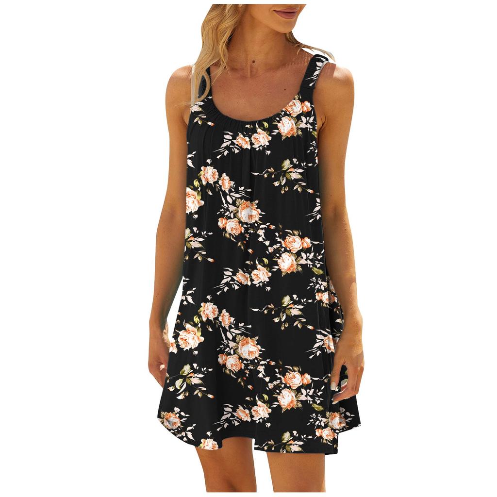 Women's Summer Sexy Suspender  Dress Sleeveless Printed Dress  Sling Dress